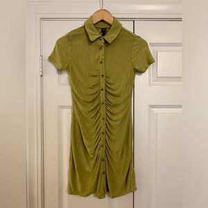 Wild Fable Women’s Short Sleeve Button Front Bodycon Dress - Lime Green